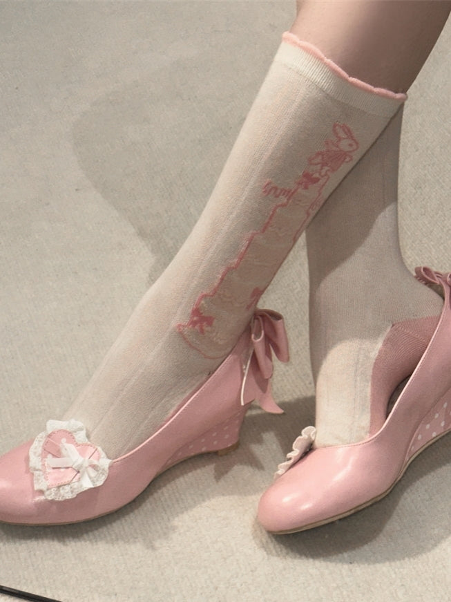 Little Snack Vintage‑Style Polka‑Dot Sweet Lolita Wedge‑Heel Shoes