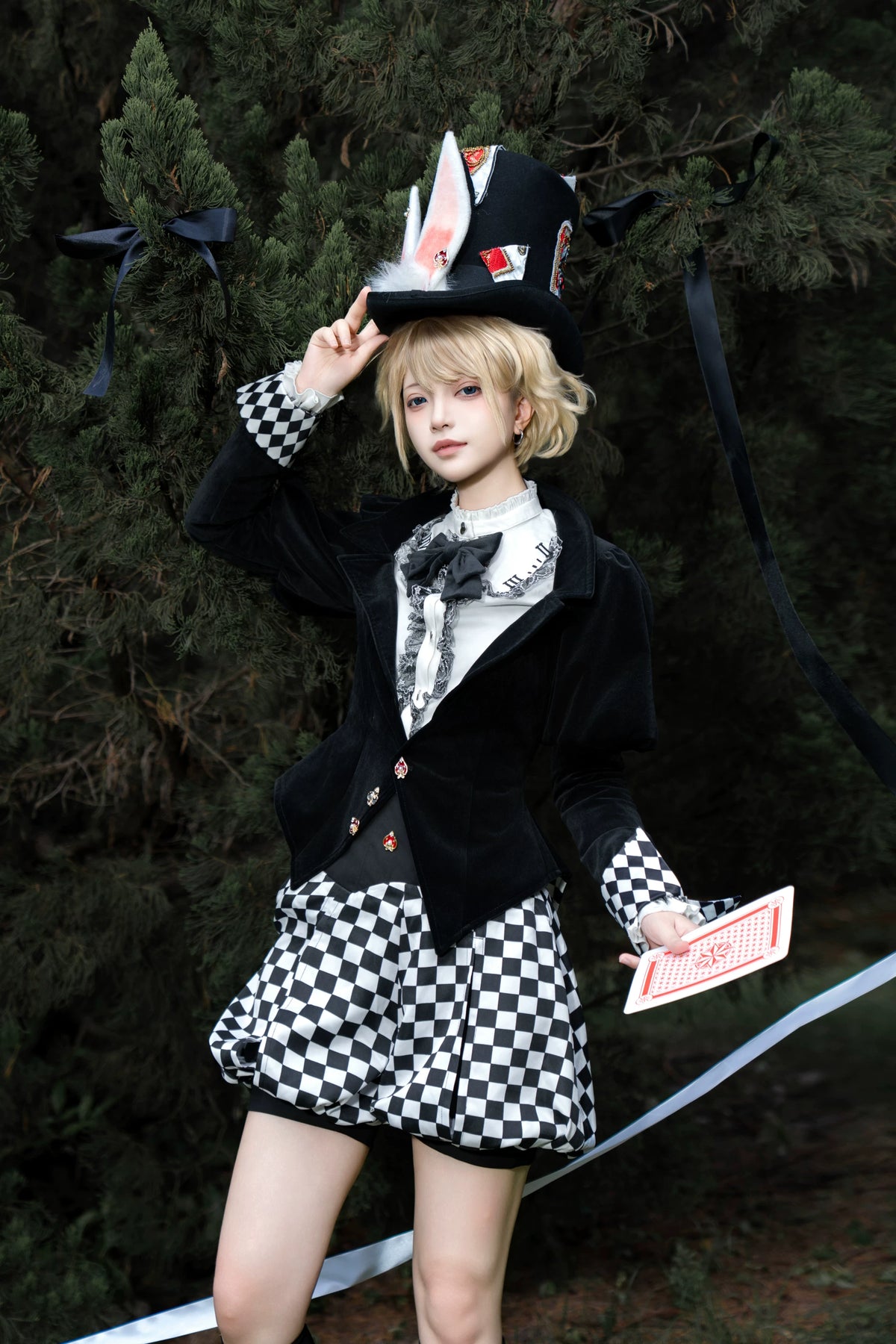 Alice Mr Rabbit Black Velvet Playing Card Ouji Lolita Jacket