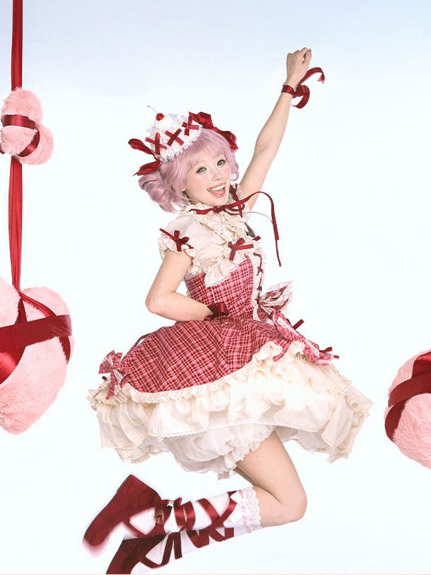 Shugo Chara x Red Plaid Cake Lolita Dress