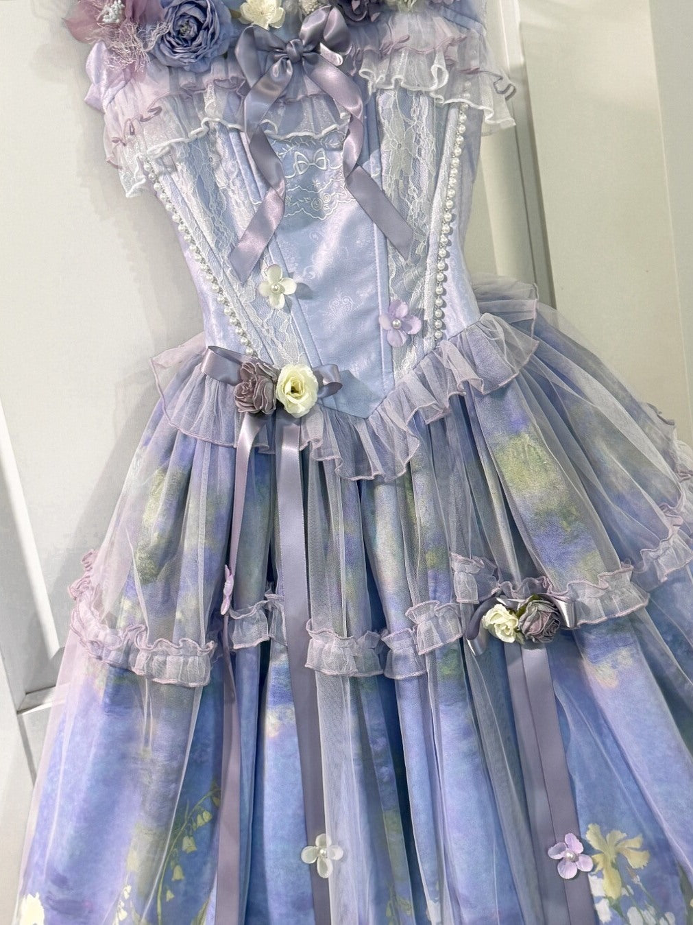 Violet‑Hued Lake Classic Oil‑Painting Printed Tulle Lolita JSK Dress
