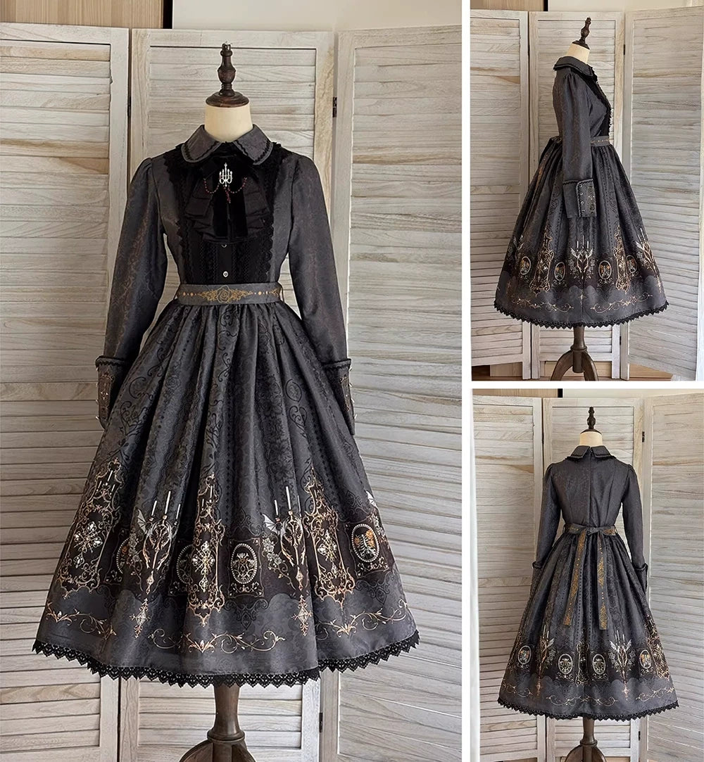 Blood Night Lamplighter Gothic Vintage Lolita OP Dress & SK Skirt