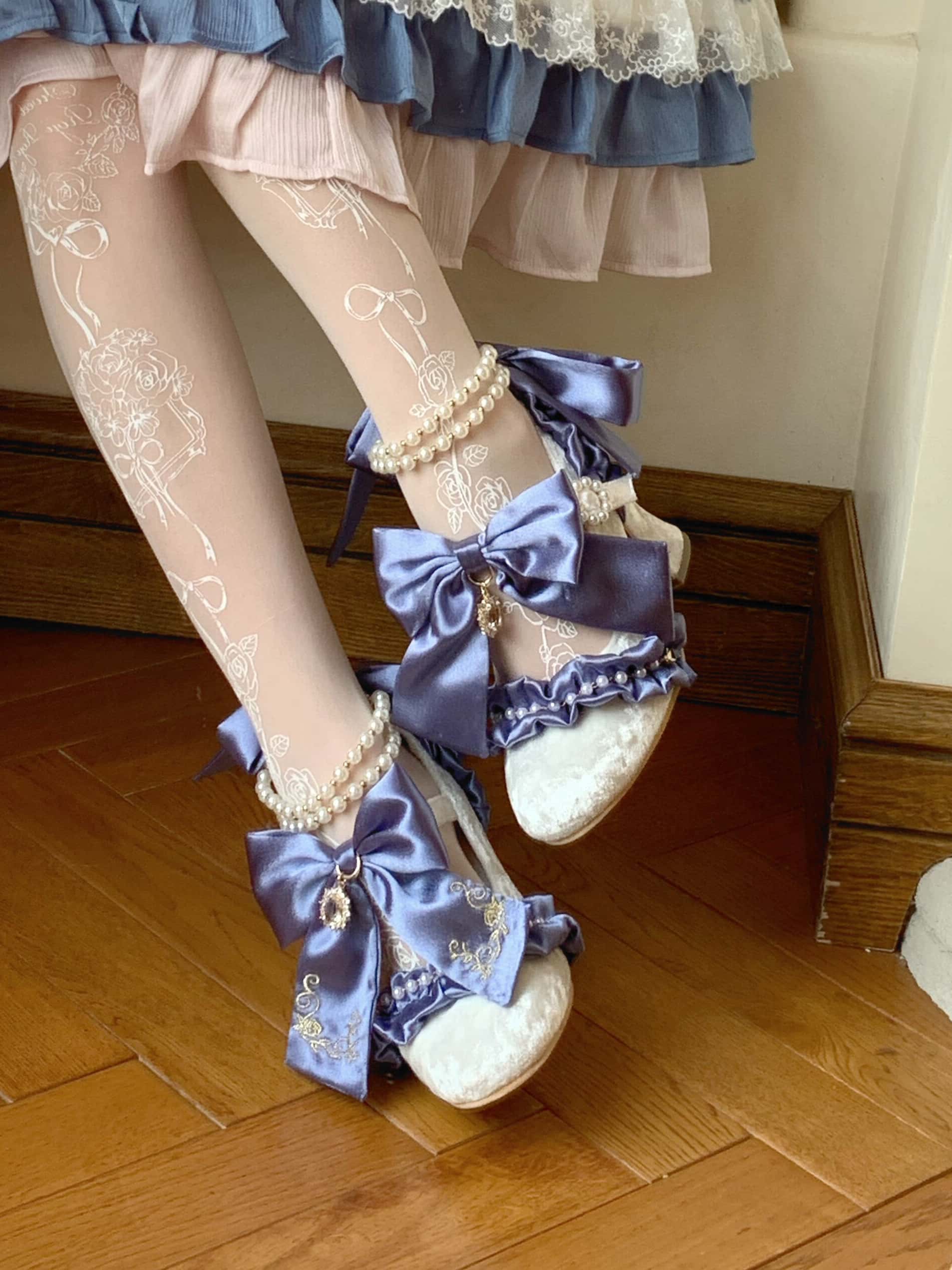Ribbon Hymn 2.0 Lolita Vintage Heavy Craft Bridal Heels