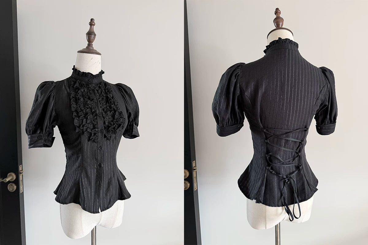 Twilight Veil Sweet Lolita Striped Short Sleeve Blouse