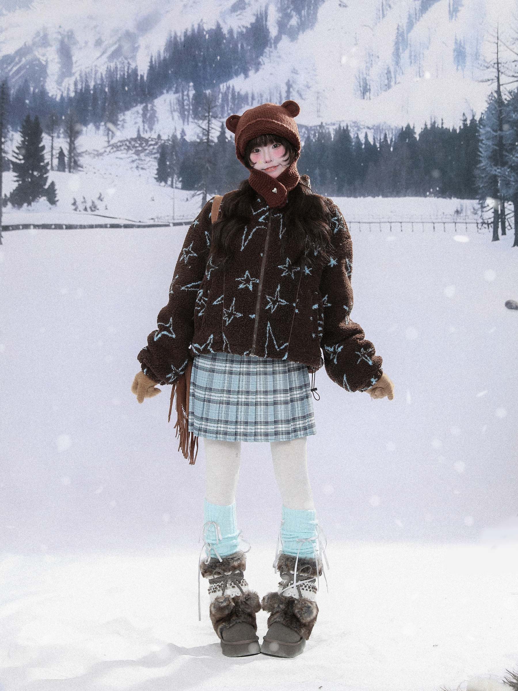 Kawaii Winter Lambswool Jacket & Scarf Set MGD0010