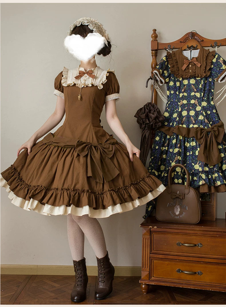 Faded Fairy Tale Picture Book Pastoral Style Lolita OP Dress