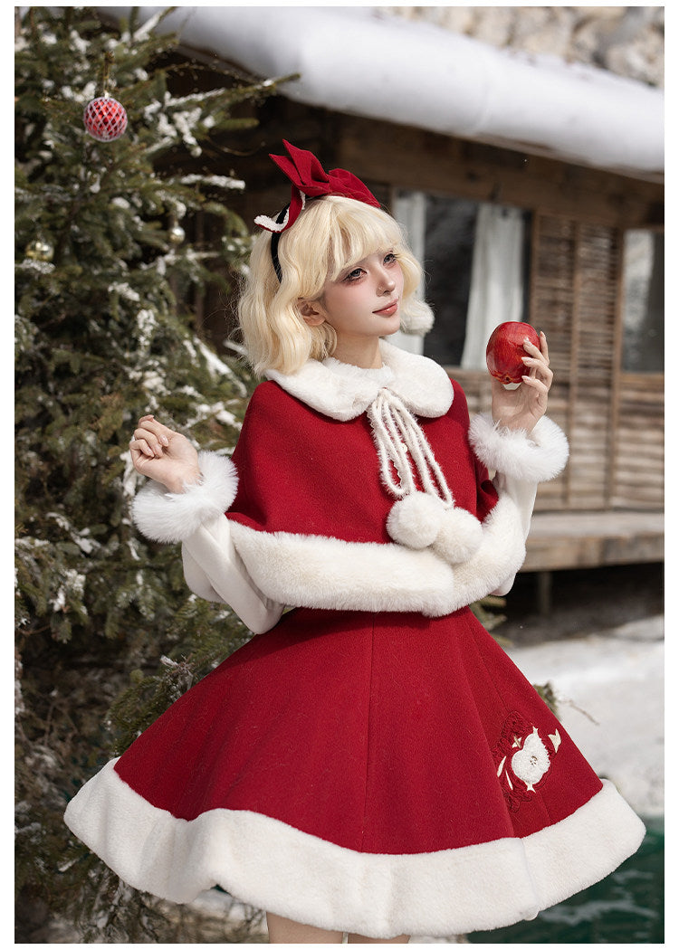 Peace Apple Lolita Christmas New Year Winter Bustier JSK & Cape Set