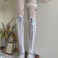 Lolita Blue Lace Ribbon Trim Long Socks  LE9012