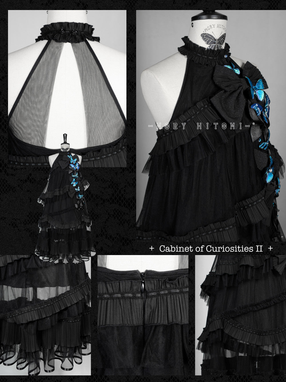 Cabinet Of Curiosities II Dark Gothic Butterfly Halter Neck Dress