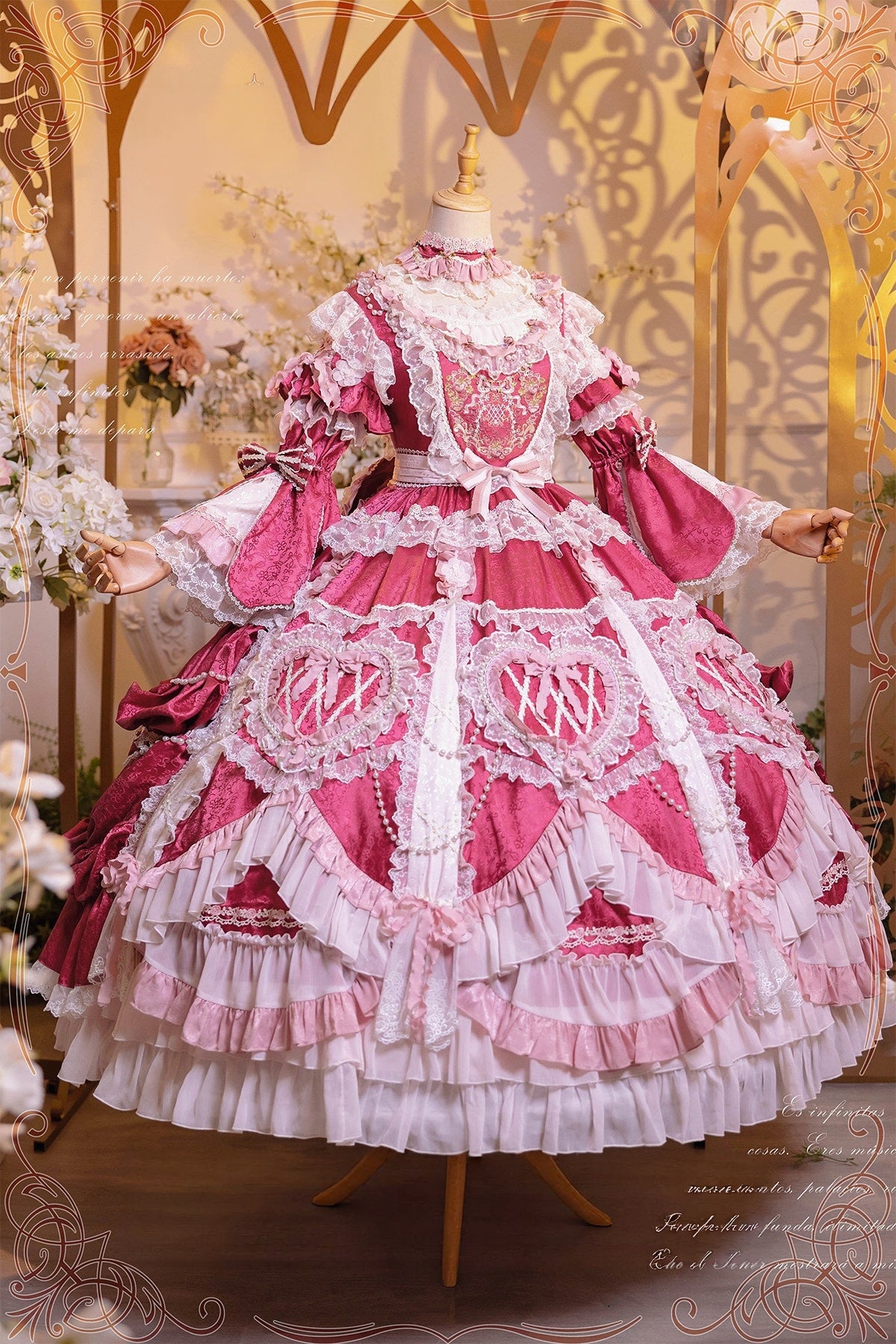 Apricot Tree Special Edition Pink Rose Pearl Bridal Classic Lolita OP Dress