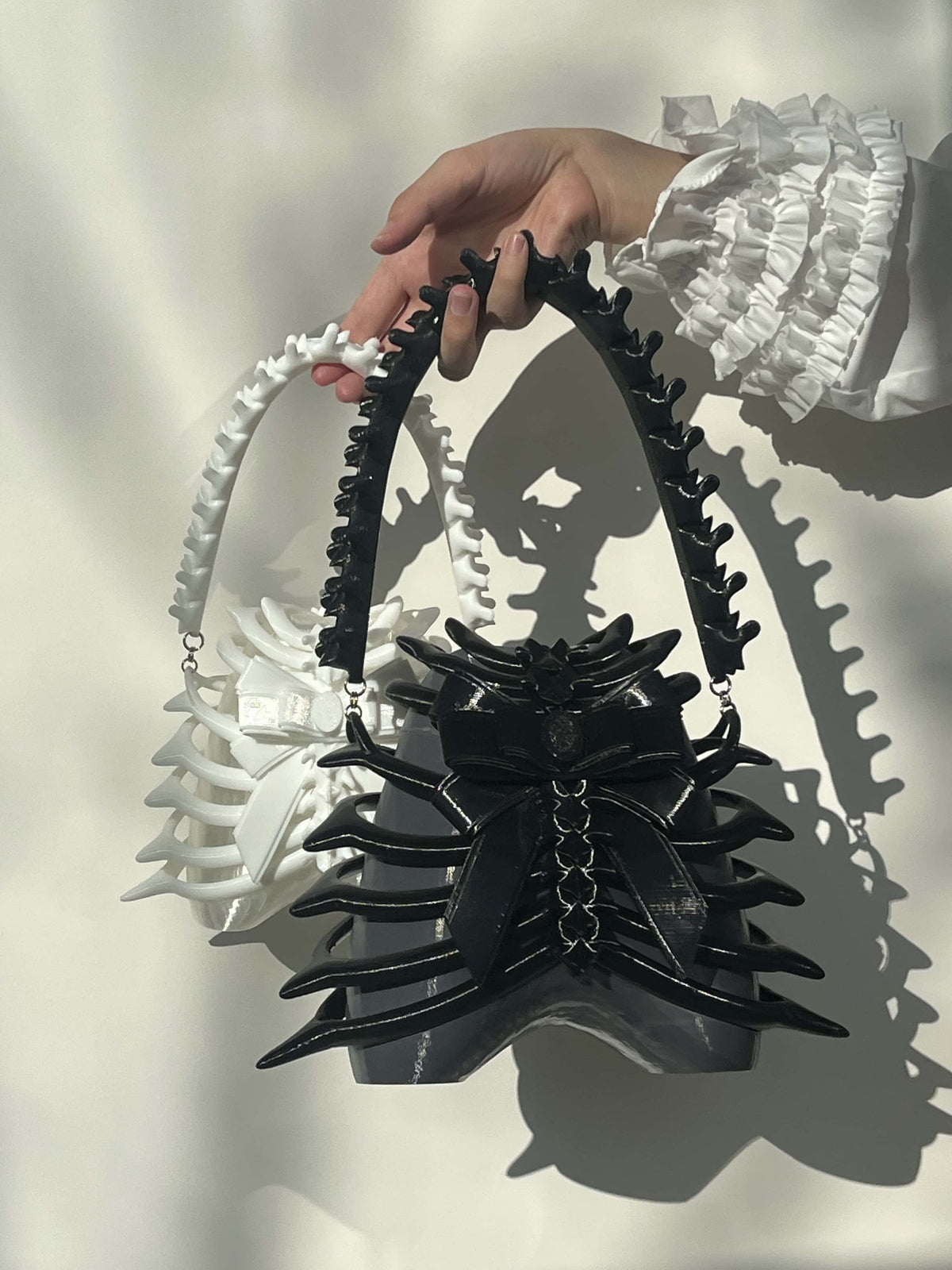 Rib Cage 3D Printed PLA Resin Crossbody Black Bag