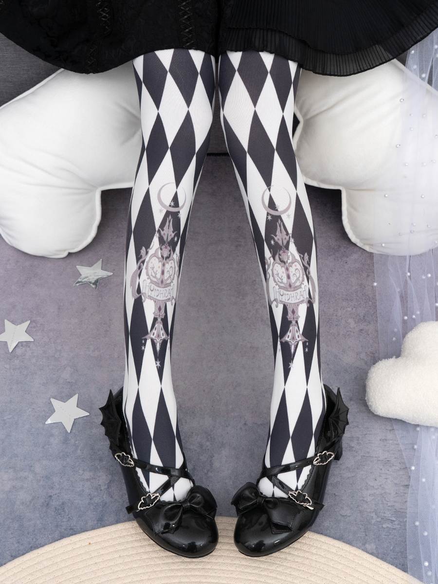 Lolita Argyle Digital Print Tights LE9026