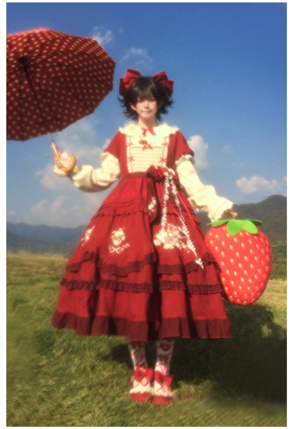 Whisper Lolita Christmas Embroidered Full Flare OP Twin Dress