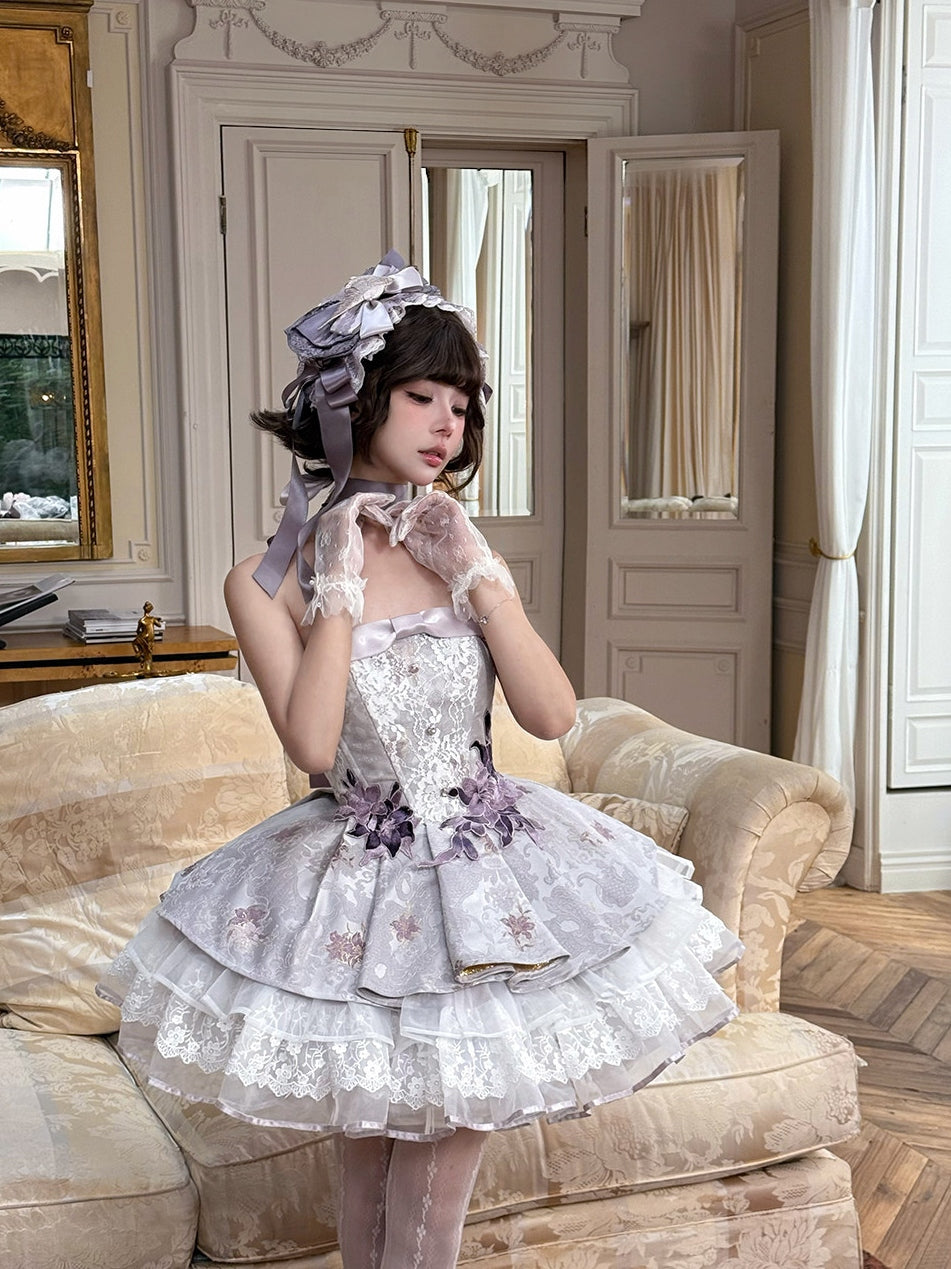 Little Lily Japanese‑Style Purple Lolita Embroidered Blouse & JSK Dress