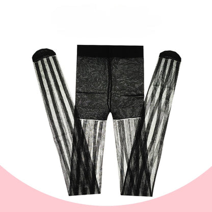 Lolita Black Rock Vertical Stripes Tights LE9022