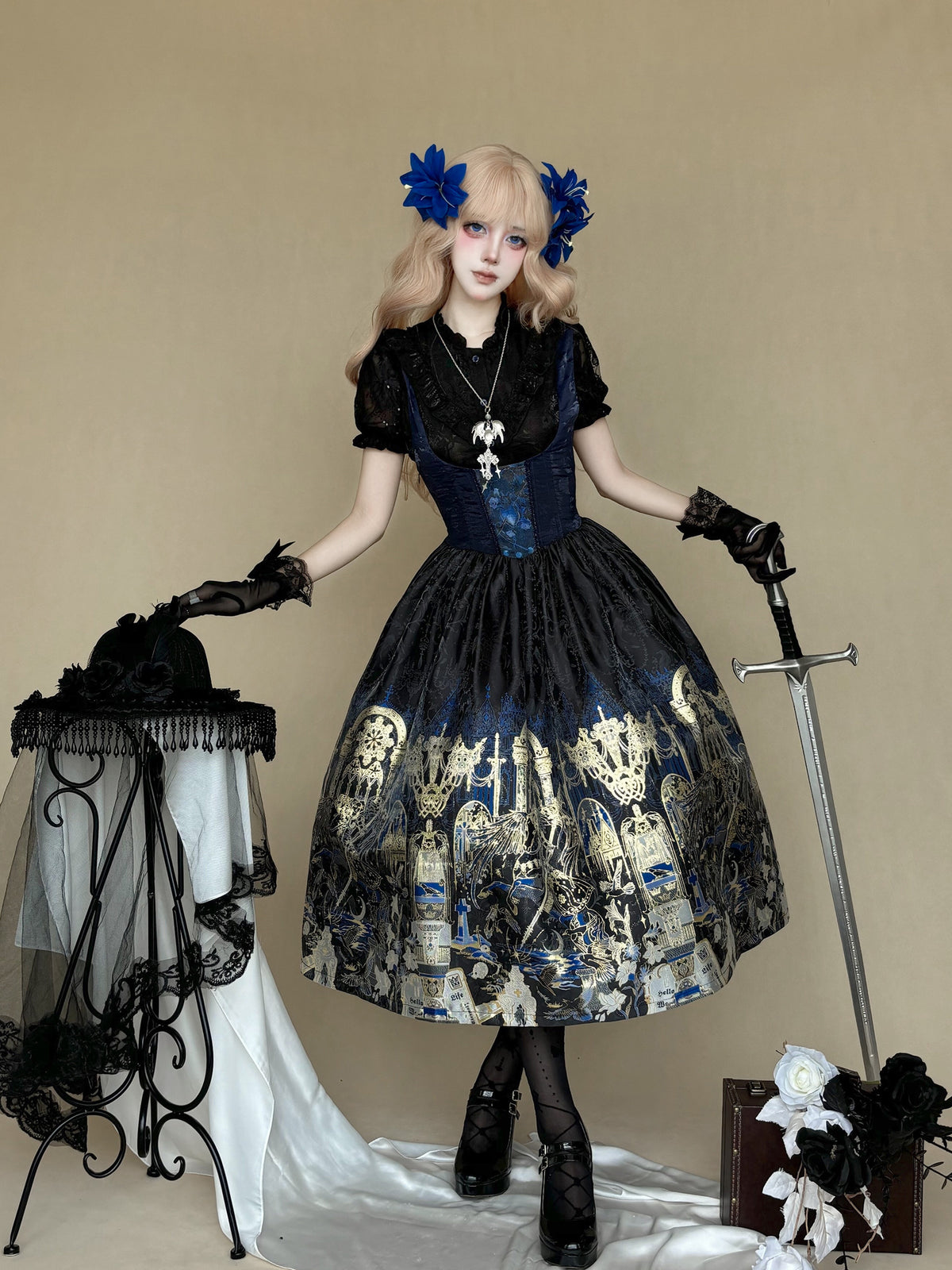Tale of the Raven Goddess Original Gothic Lolita JSK/OP Dress