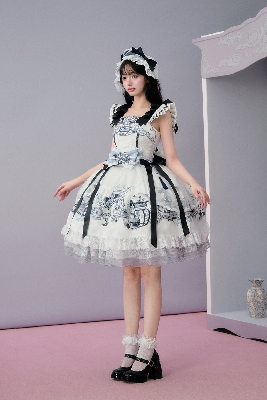 Robe JSK style japonais rose en jade céladon