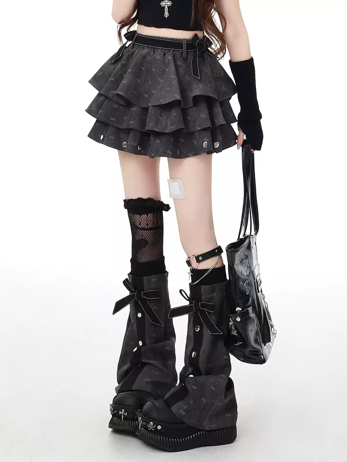 Y2K Grey Tiered Cake Skirt LE1032