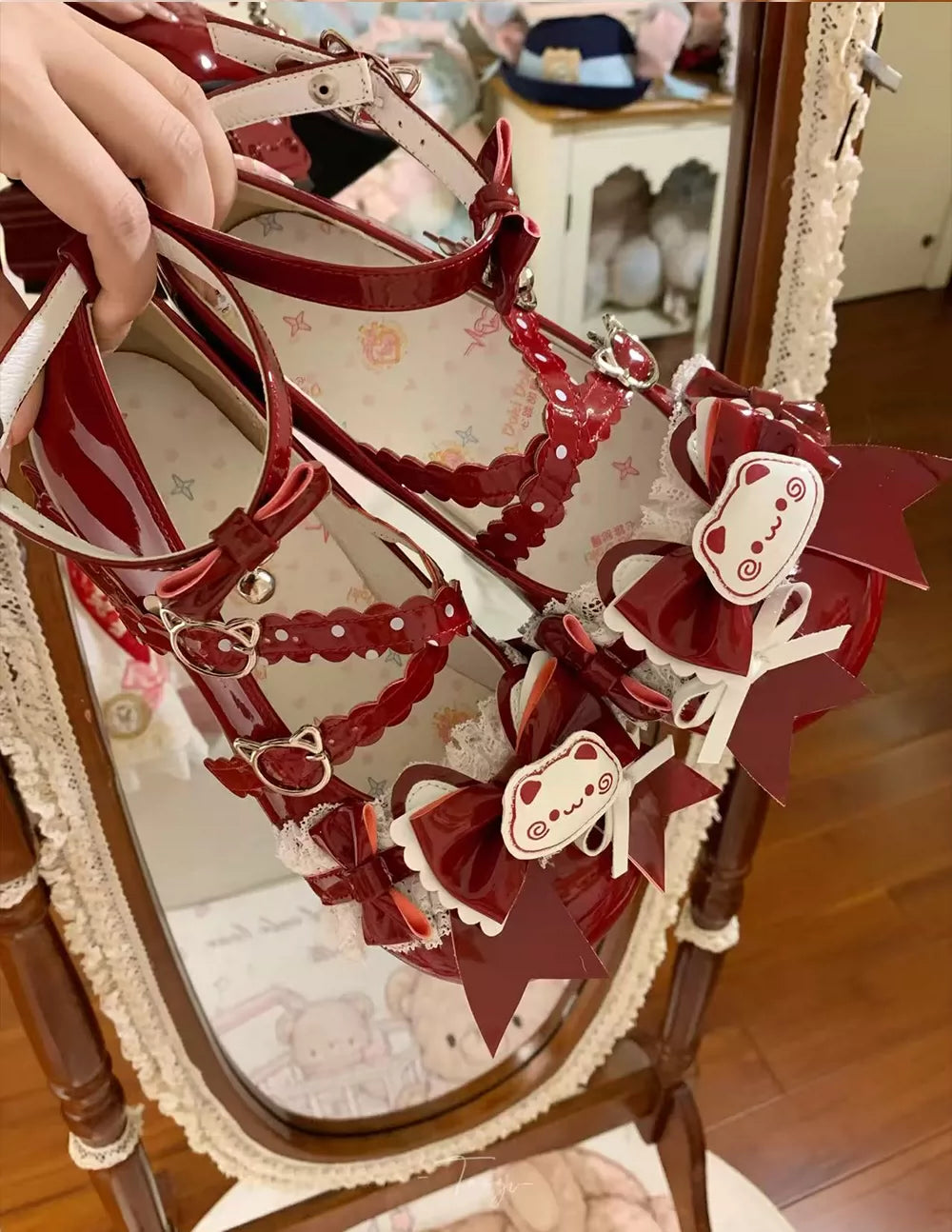 Sweet Lolita Cat Heel Mary Jane Bow and Bell Charm Shoes