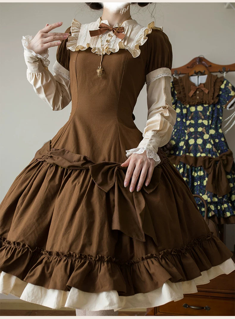 Faded Fairy Tale Picture Book Pastoral Style Lolita OP Dress