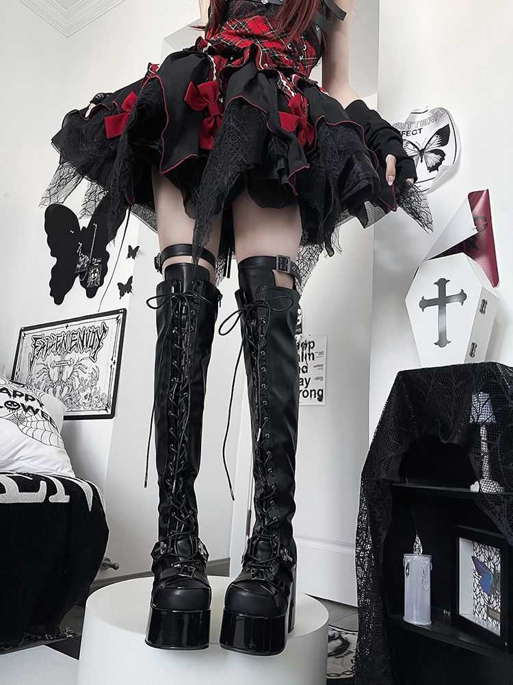 Lolita Gothic Punk Goth Platform Over-the-Knee Boots LE5018