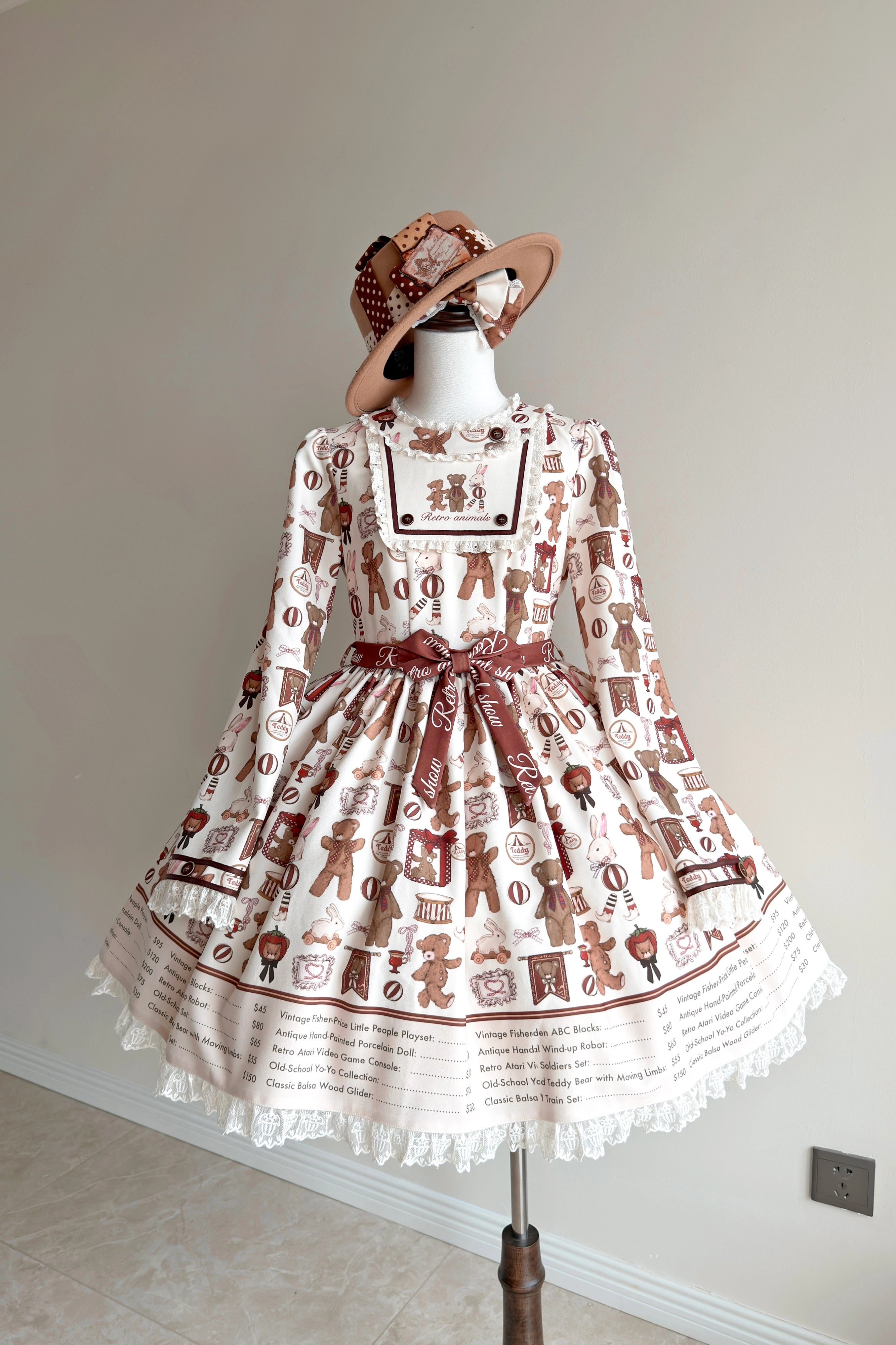 Teddy Bear Daily News Sweet Vintage Lolita Dress JSK OP