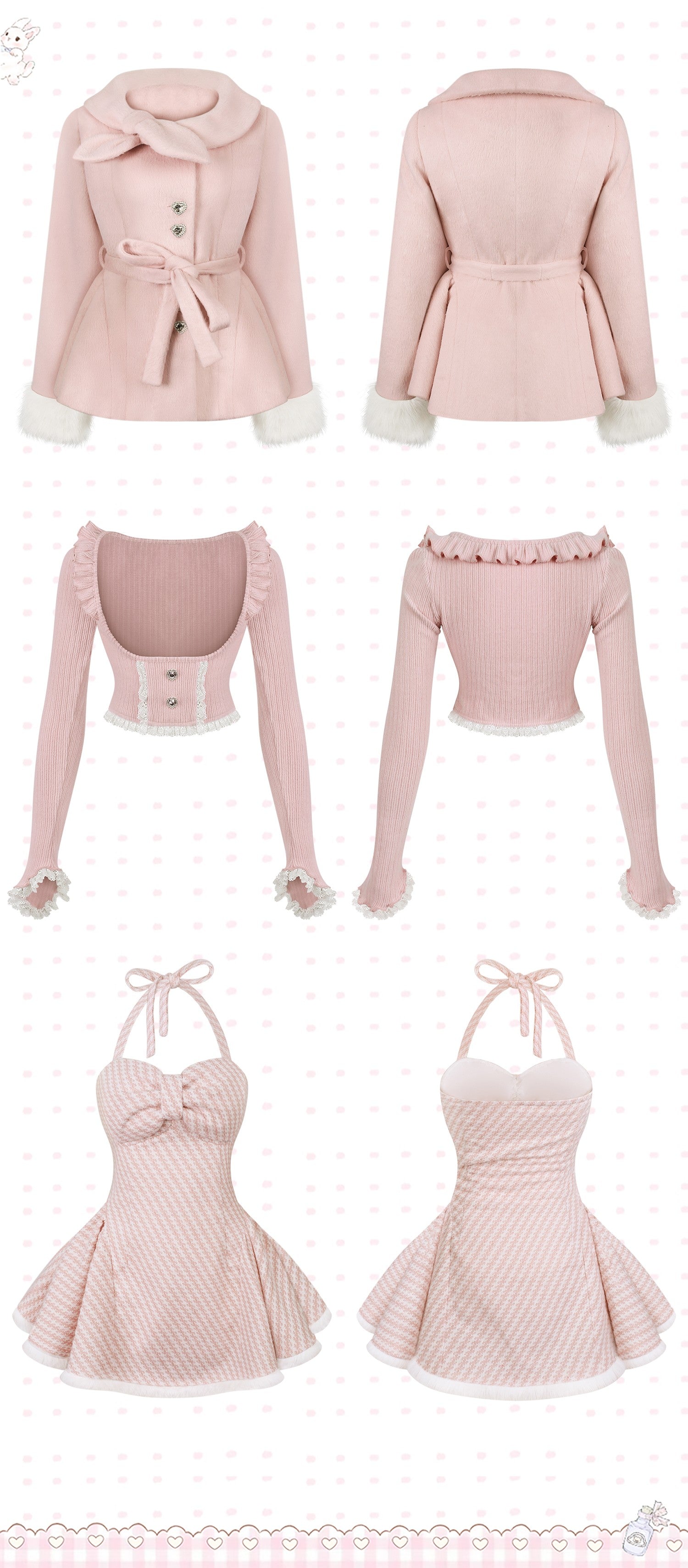 Sweet Lolita Pink Winter Knit & Coat Set MGD0001