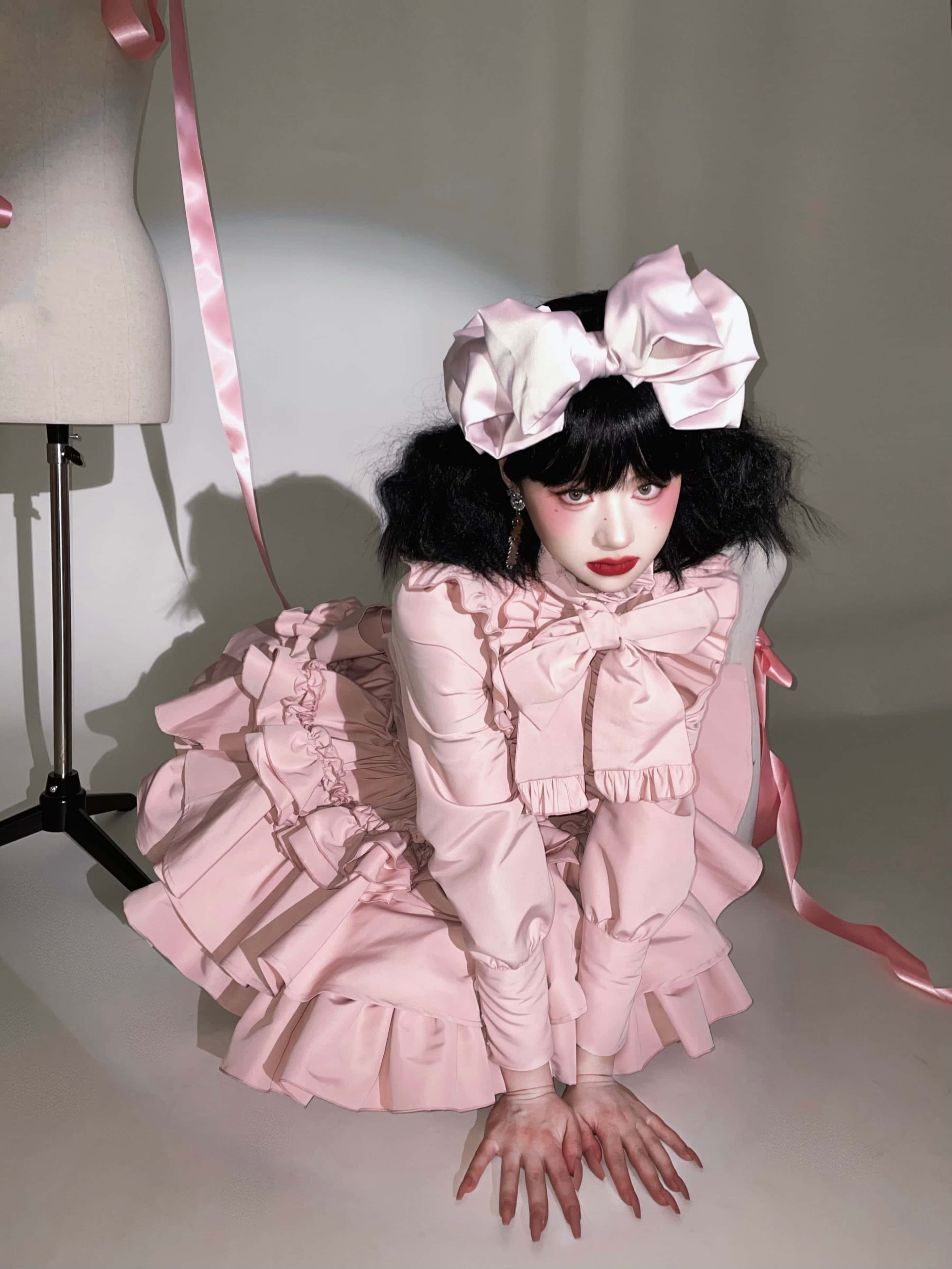 Doll Gift Box Gothic Lolita Pink Shirt & Skirt Set