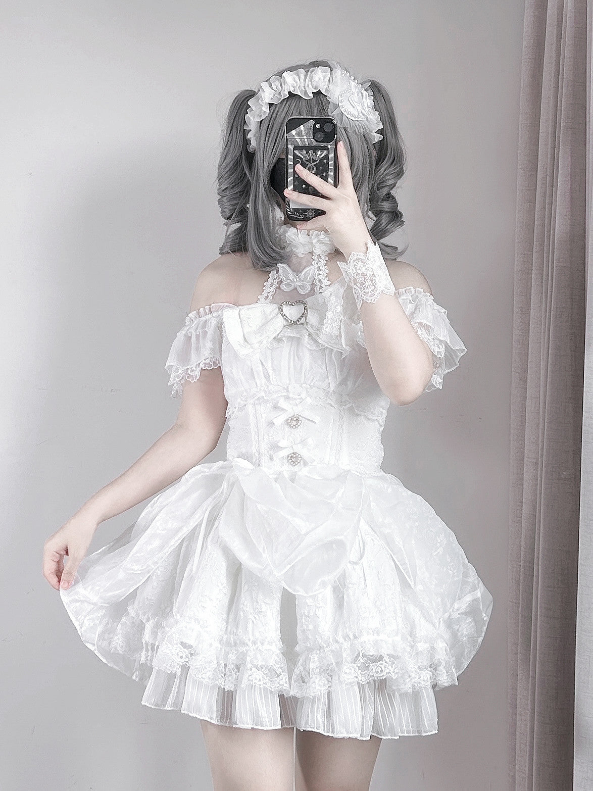 Rose Dream Ruffle Halter J-Style Lolita Midi Dress