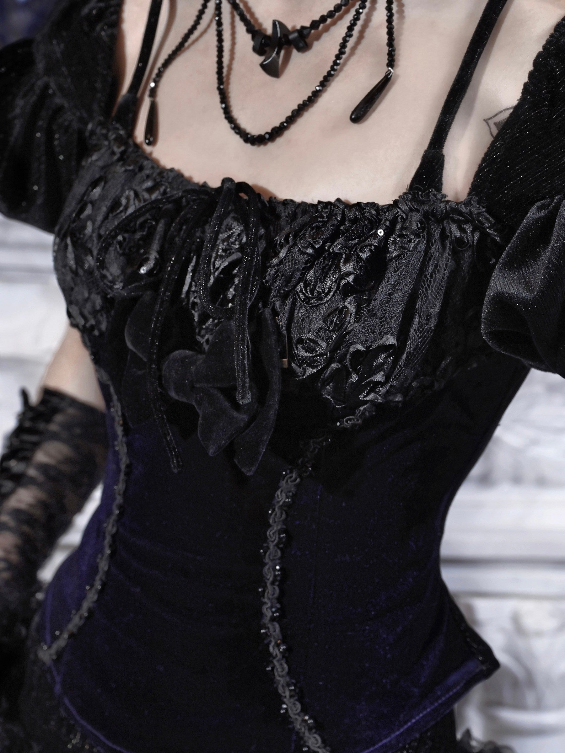 Mourning Day Gothic Top & Shorts Set