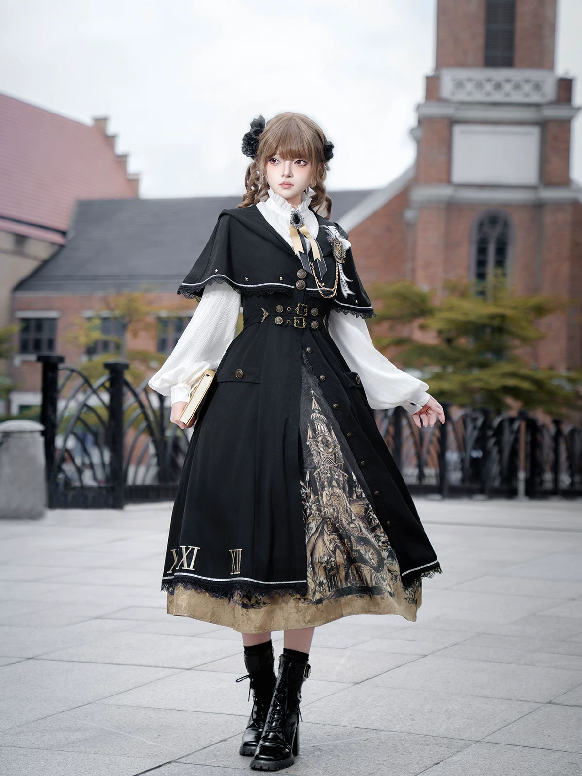 Dragon Chant of Time Dark Academia Classic Lolita Cape Jacket A-Line Dress Set