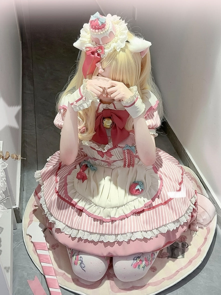 Berry Bubble Blossom Sweet Maid Lolita OP & Apron Set