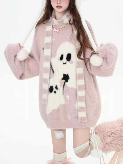 Y2K Kawaii Faux Mink Pullover Sweater LE1031