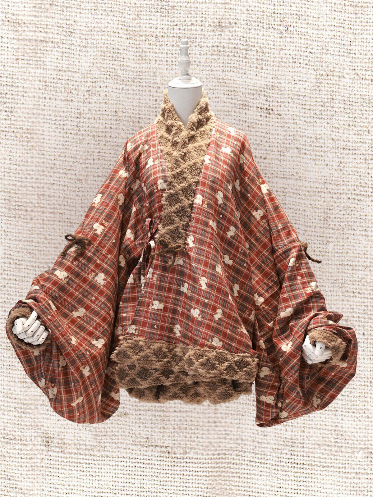 Fluffy Puppy Sweet Lolita Cross Collar Blouse Inner Dress Knit Apron Full Set