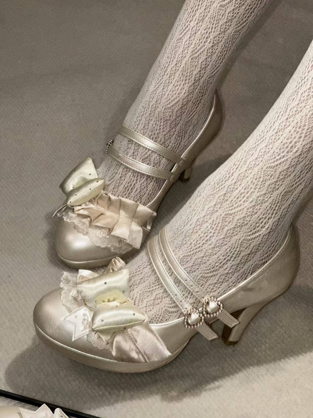 Choco Lulu Sweet Bow Lolita High Heel Leather Shoes