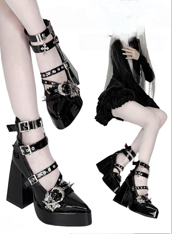 Lunar Prayer Gothic Block Heels