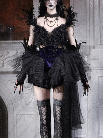 Lolita Gothic Style Feather Outfit set LG1008