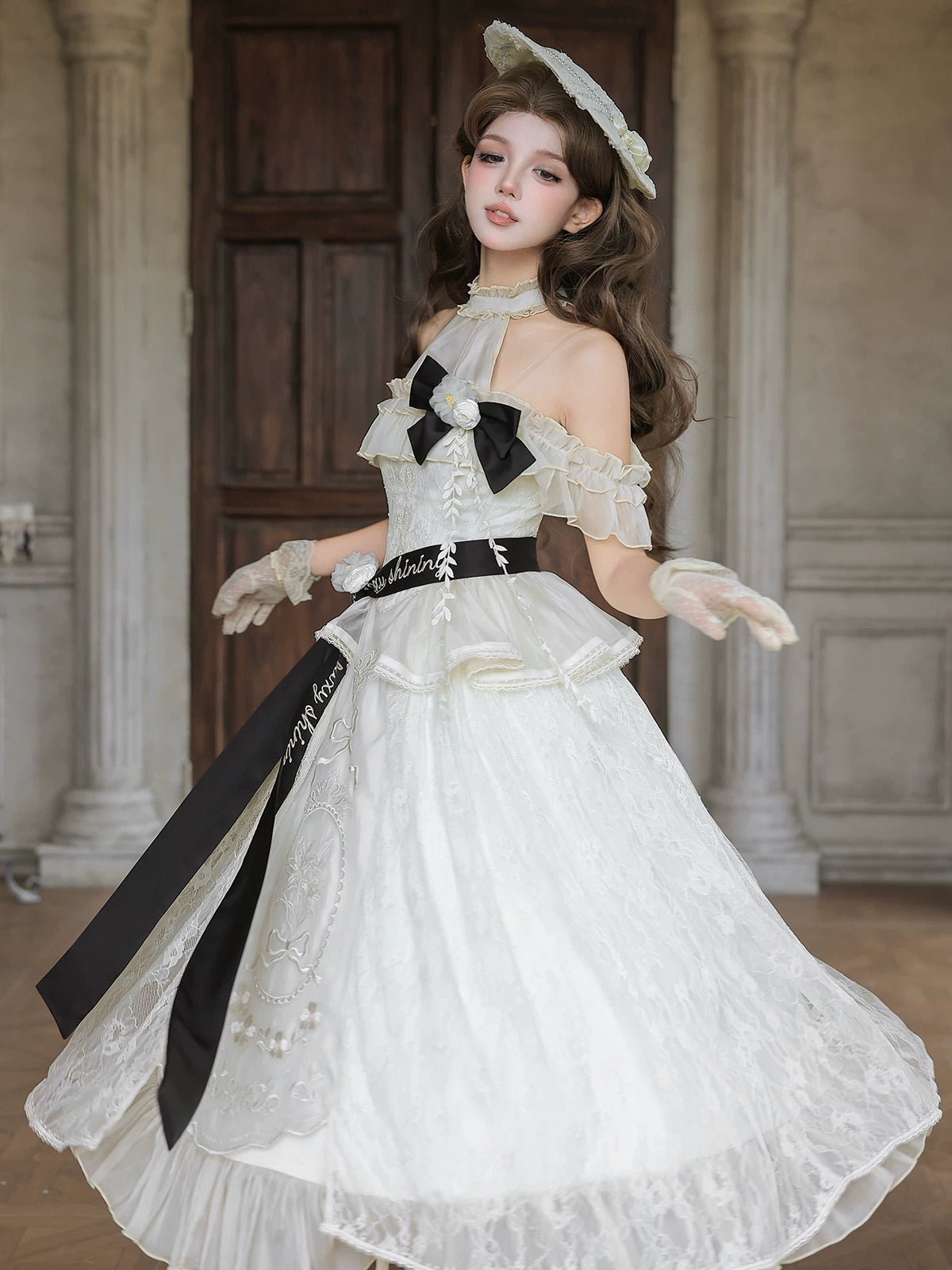Glass Greenhouse Cream White French Retro Classical Lolita Dress