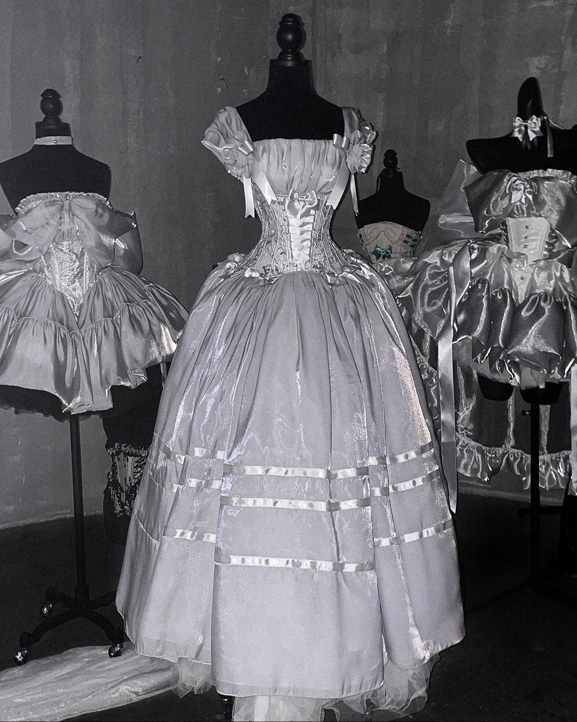 Lolita Silver White Satin Ballet Dress LC1010