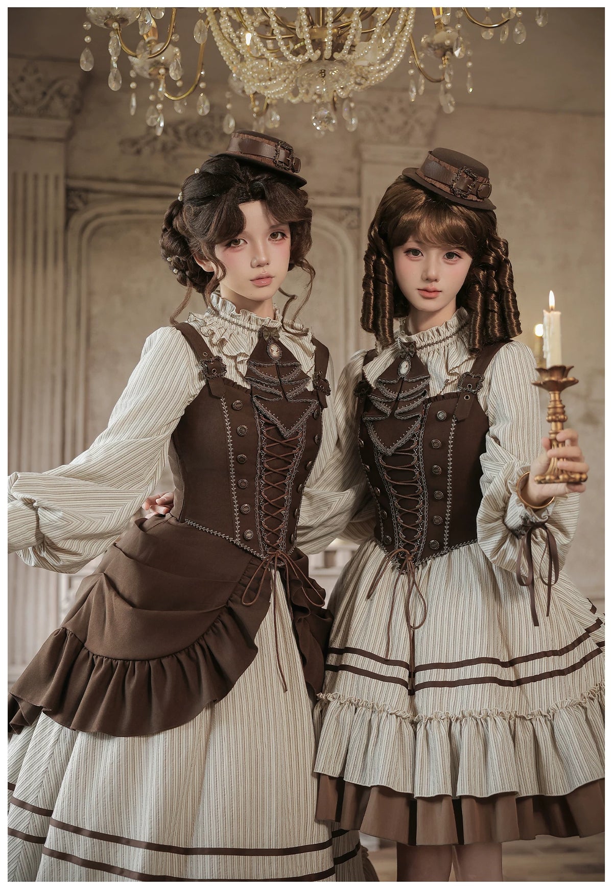 At Sunset Lolita  Ruffled Corset & Drape Panel OP Dress Set