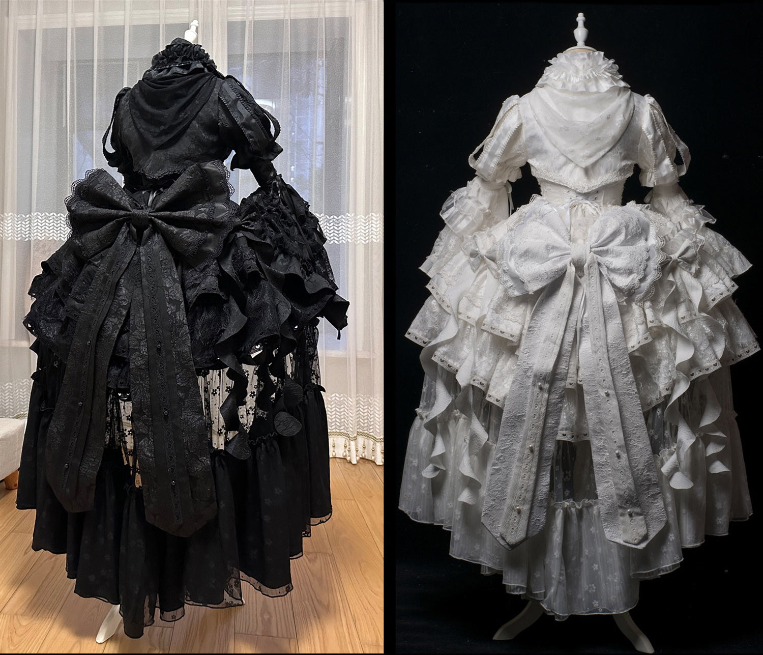 Caliburn Vintage Gothic Black & White Lolita JSK Full Set