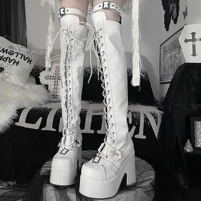 Lolita Gothic Punk Goth Platform Over-the-Knee Boots LE5018