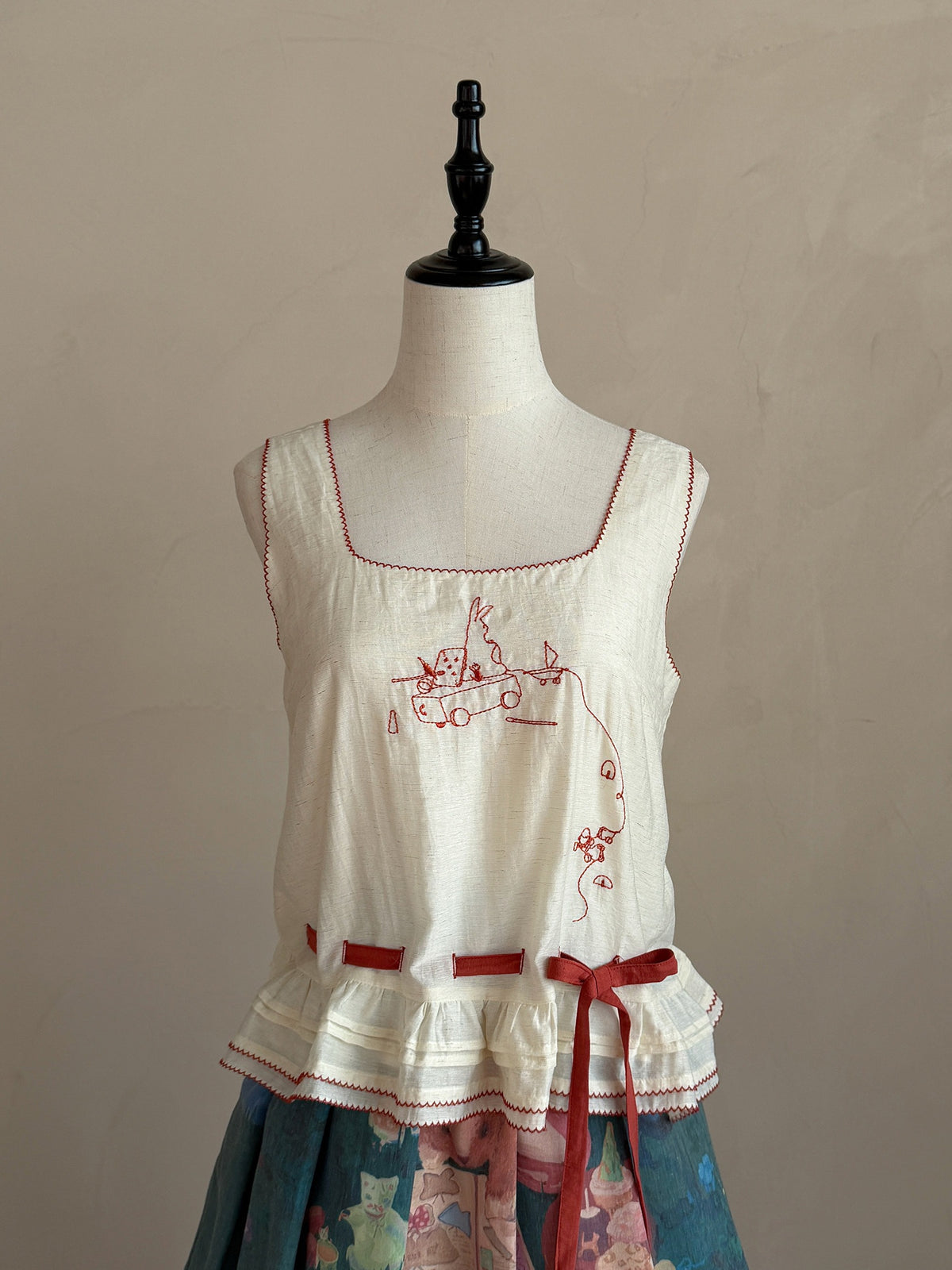 Picnic Lolita Print Vest Blouse, SK & JSK Daily Wear Outfit Set