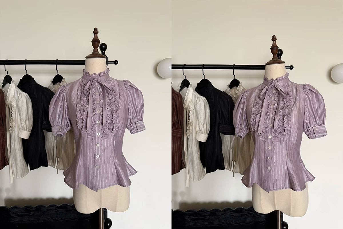 Twilight Veil Sweet Lolita Striped Short Sleeve Blouse
