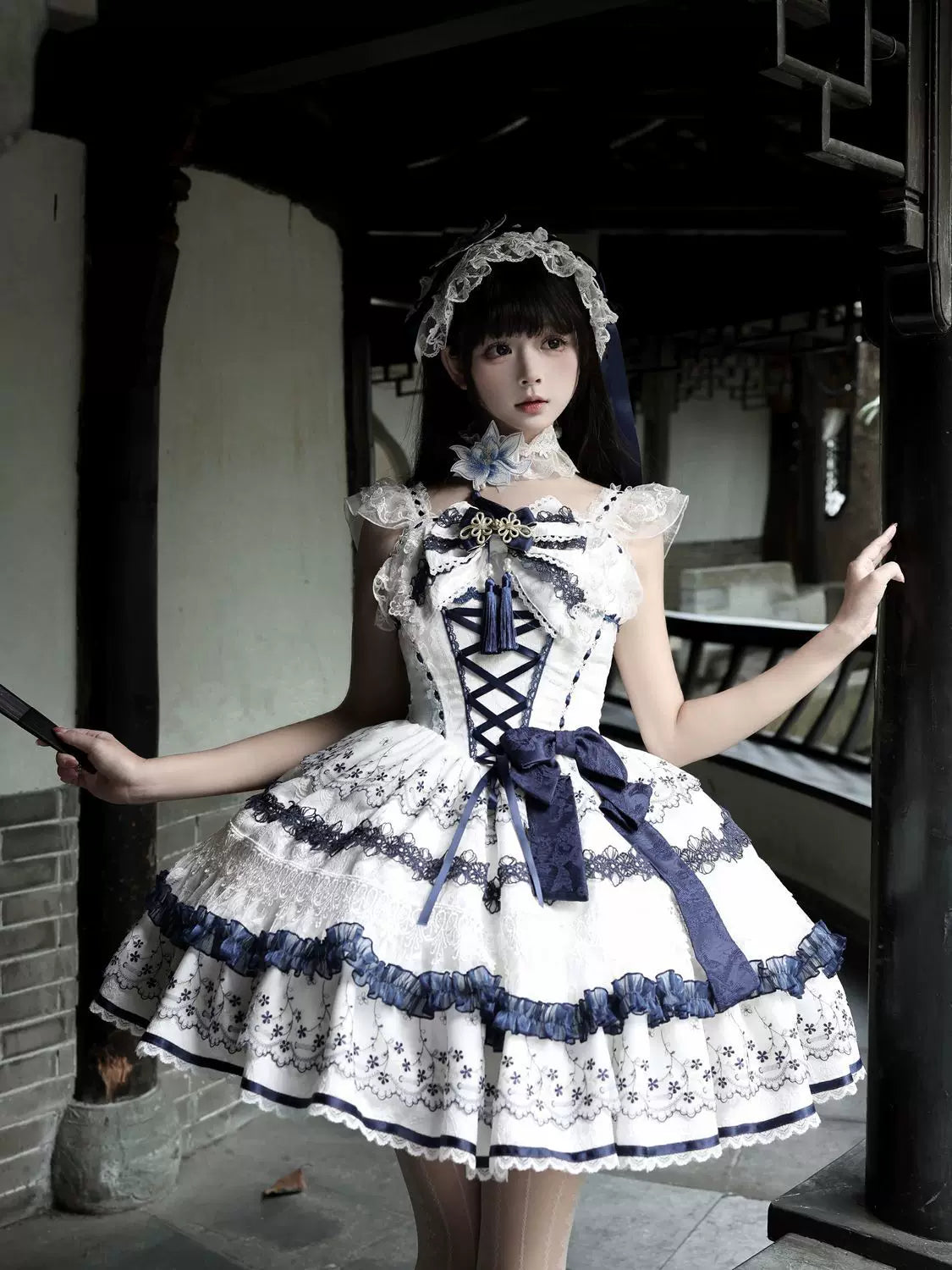 Qingyuan Fu Blue Porcelain Sweet Lolita JSK Suspender Dress