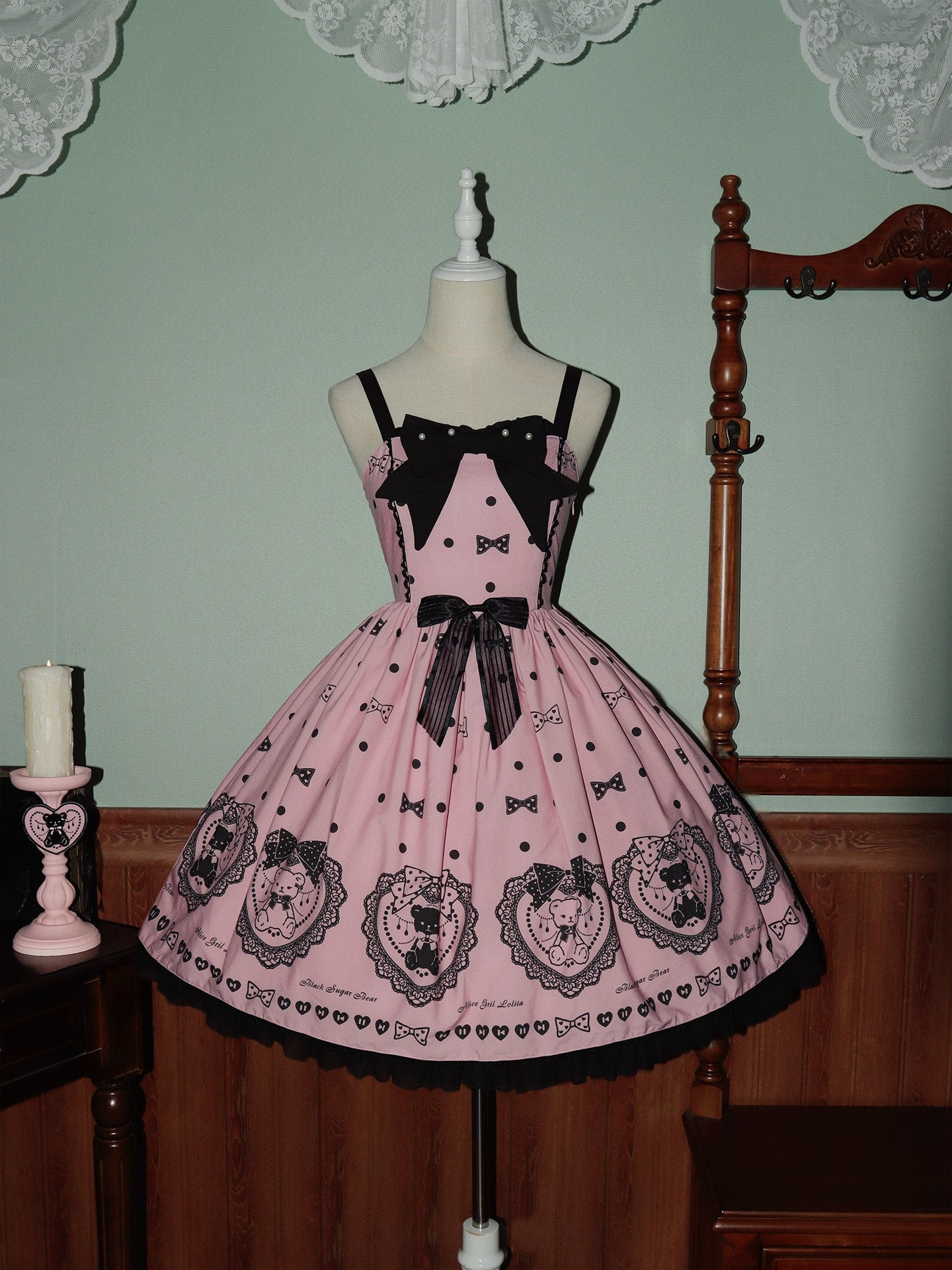Black Sugar Bear Lolita Pink Dress