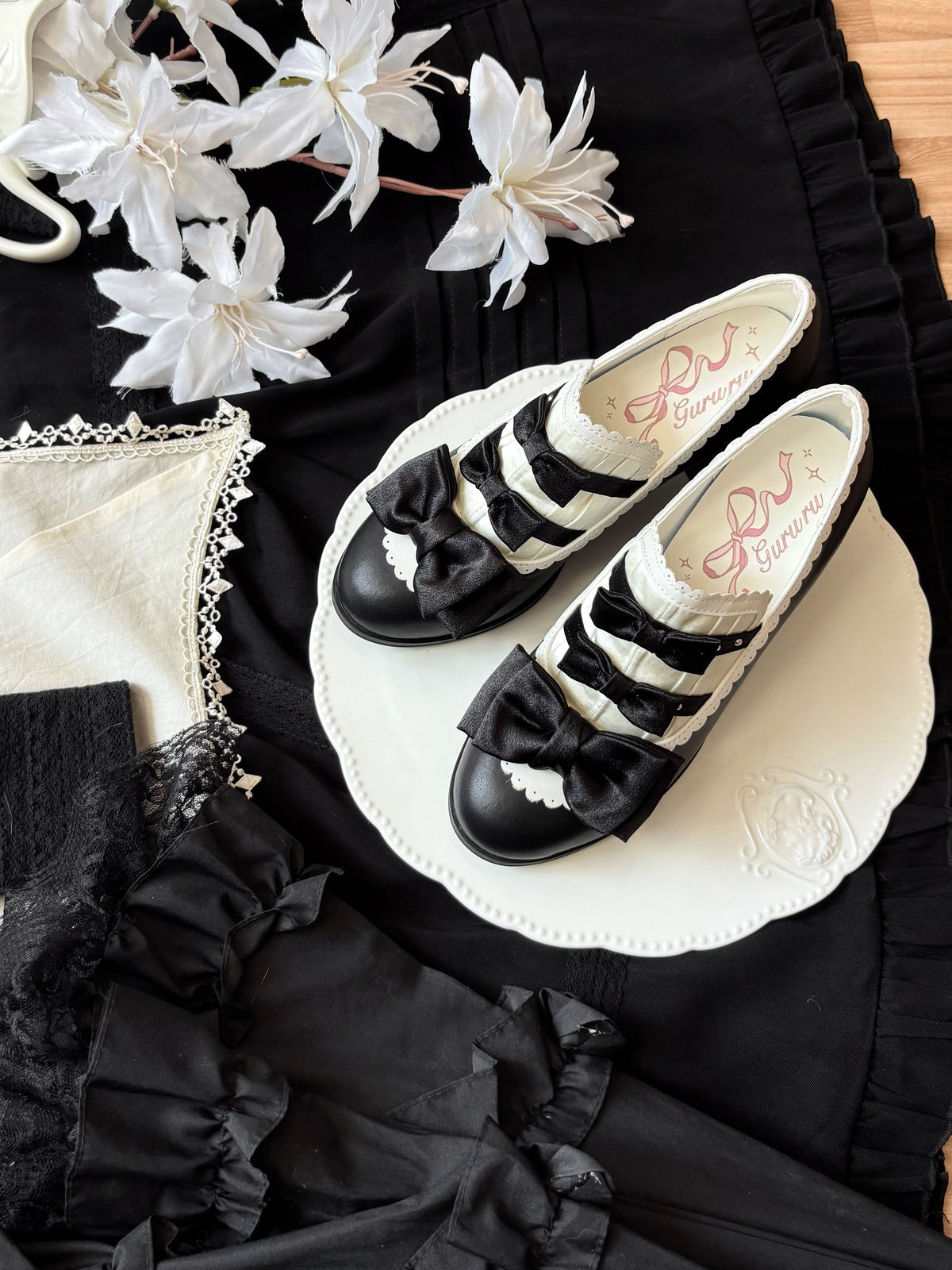 Nocturne of Castle Satin Elegant Classic‑Lolita High‑Heeled Shoes