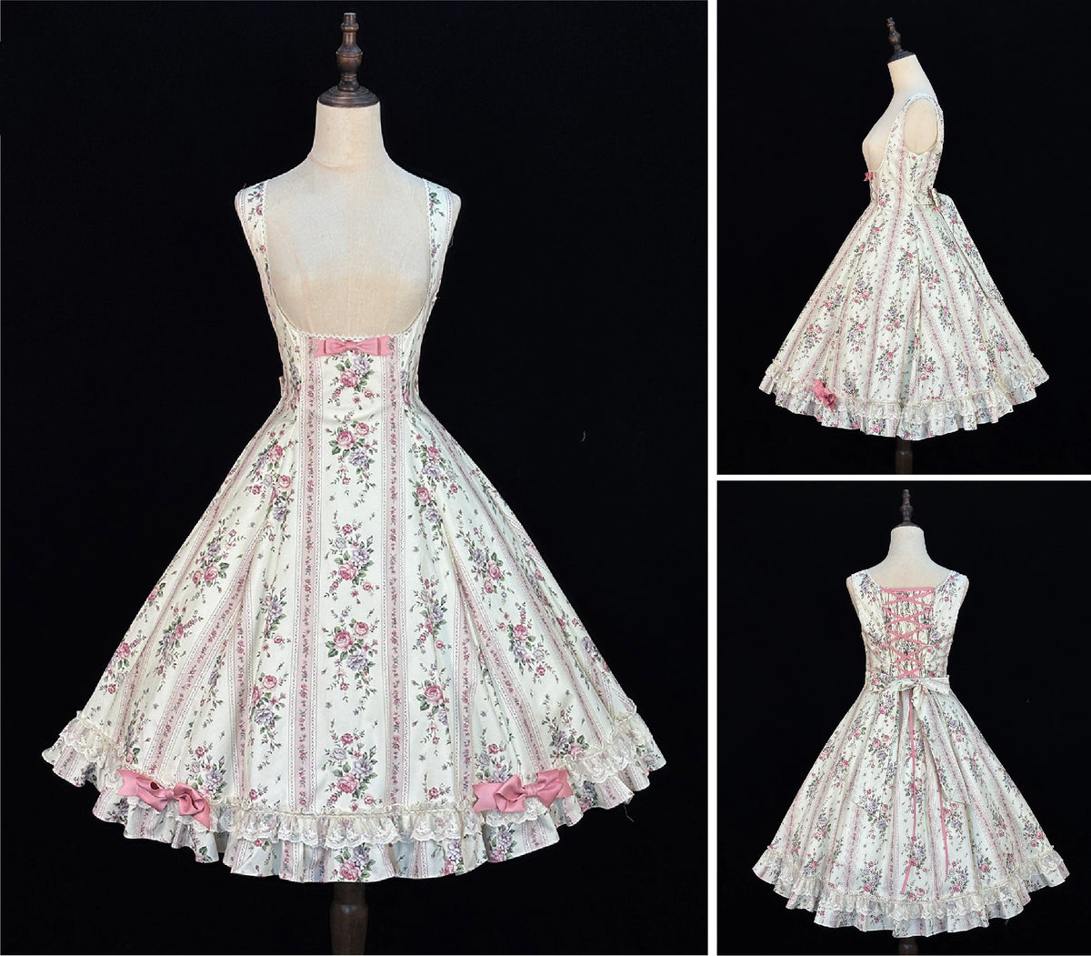 Susans Garden Pastel Floral Empire Waist Lolita JSK Dress Set