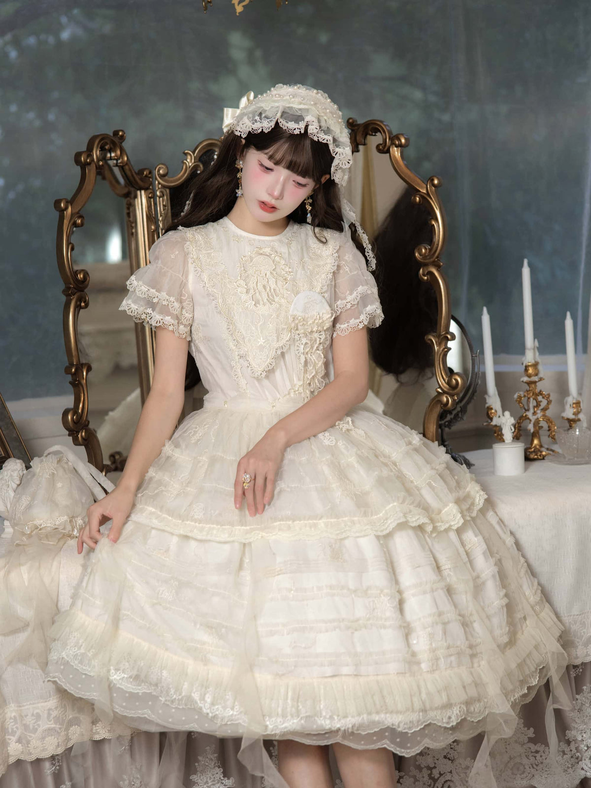 Colored Glaze Jellyfish Lolita Embroidered OP Dress