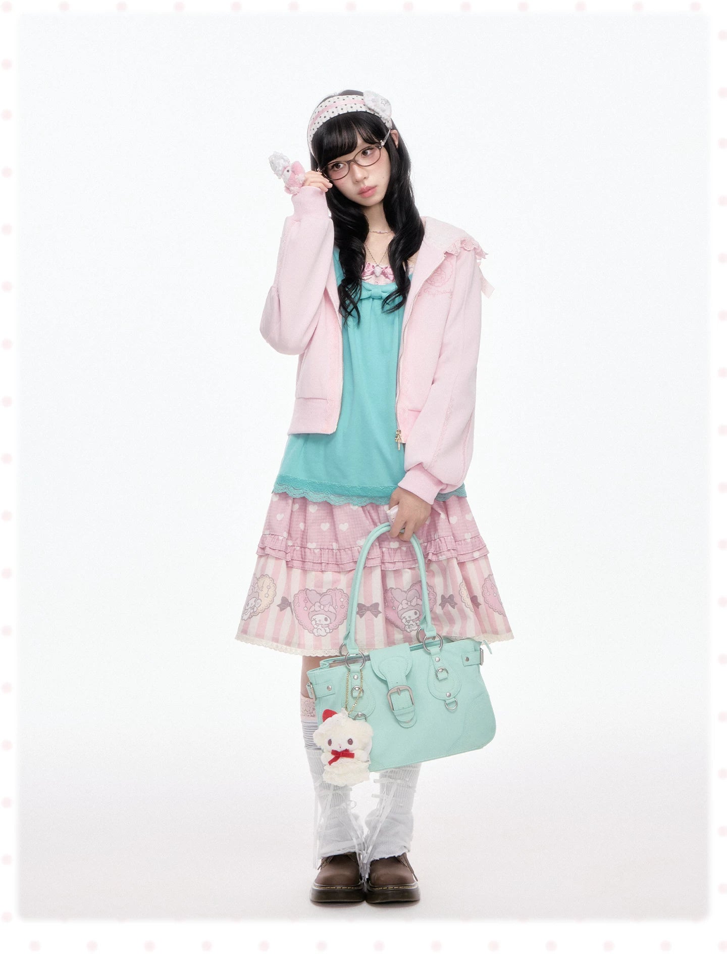 My Melody Pink Ruffle Hood Zip Up Sweatshirt Jacket