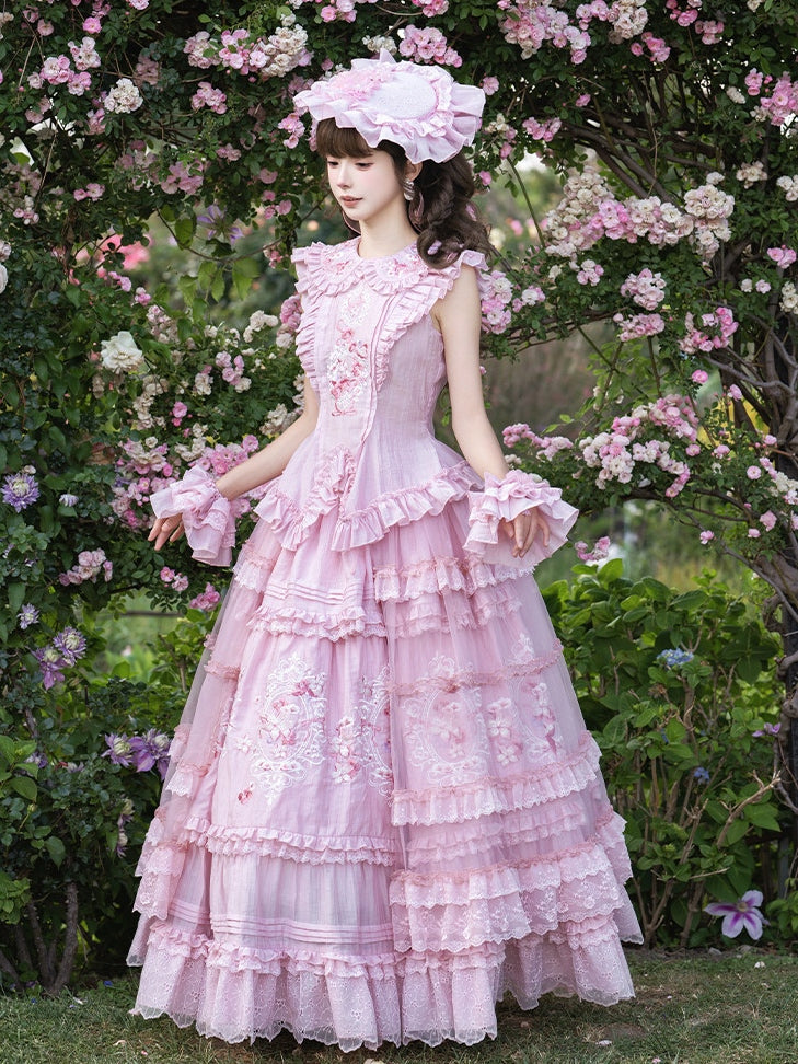 Pink Rose Elegant Classic Lolita Original Bridal Princess Dress